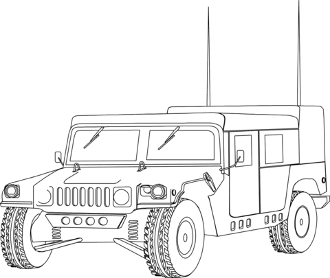 Military Hummer Humvee Coloring Page